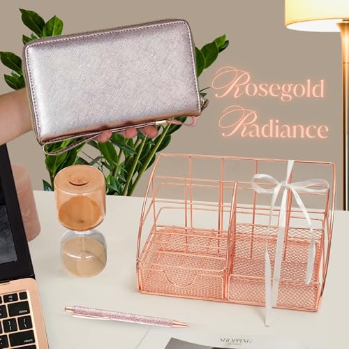 Image of Three Way Cut Cash Envelope Wallet Rose Gold All in One Budget System RFID Blocking with 12x Tabbed Envelopes 12x Monthly Budget Cards 1x Yearly Budget Planner Sheet Complete Money Organizer Set