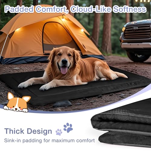 Pawsse Wasserdicht Hundedecke für Unterwegs 80 x 60cm, Outdoor Hundematte Waschbar Hundekissen zum Mitnehmen, Faltbare Hundebett für Reise Auto Camping, Schwarz