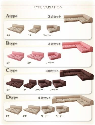 3点セット 2P×2+コーナー フロアコーナーソファ【yuffy】ユフィ B