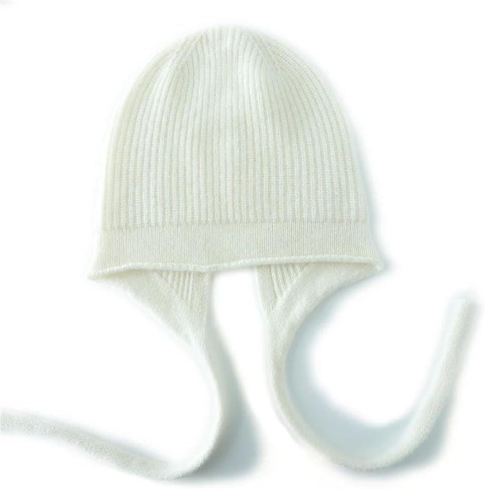 Unisex Solid Wool Hat Rolled Edge Tie Wrap Hat Warm Knitted Beanie