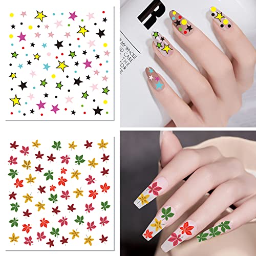 24 Sheets Nail Art Stickers, Nail Sticker Decals for Girl Women, Cute Flower Heart Rainbow Star Nail Stickers Decoration Self-Adhesive - Image 5