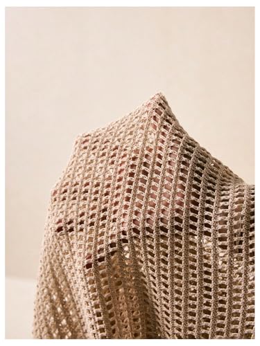 Women's Dolman Sleeve Crochet Sweater Hollow Out Half Button Sheer Knit Tops Beach Cover Ups4