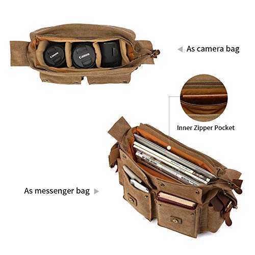 Kattee Leather Canvas Camera Bag