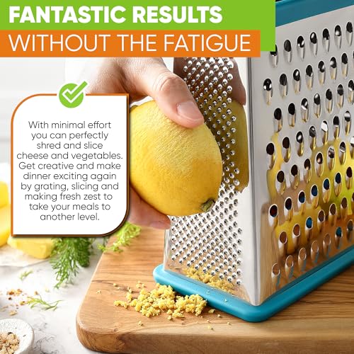 Image of Spring Chef Stainless Steel XL Cheese Grater for Kitchen, Teal