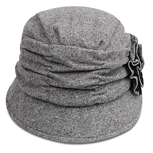 Maitose™ Women's Decorative Flowers Wool Beret Gray #TOP6