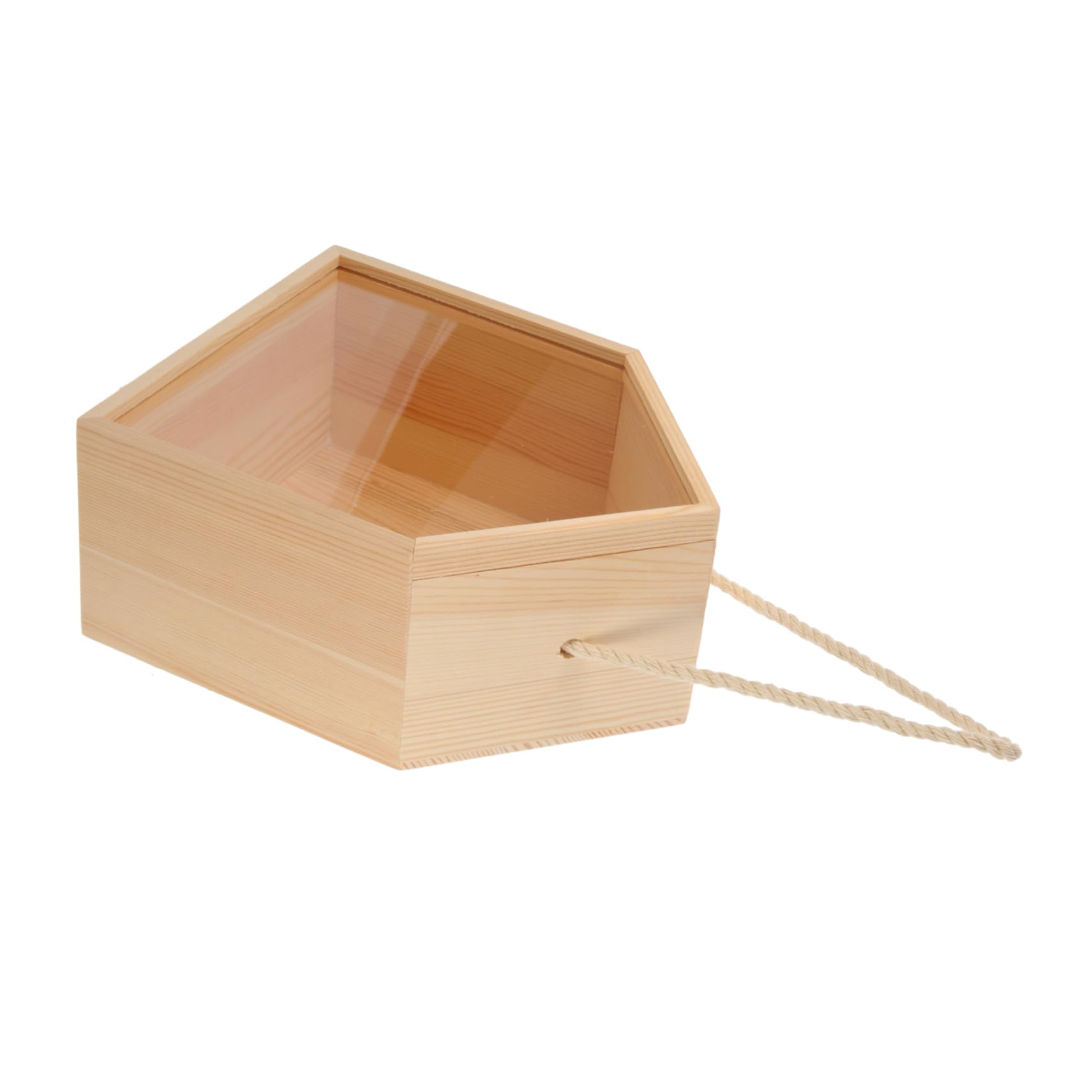 DECHOUS Scatola Regalo per Dolci in Legno e Acrilico Khaki a Forma di Abitazione, Scatola Trasparente per Bomboniere Matrimonio e Feste, Raffinato Porta Gioielli e Dolcetti