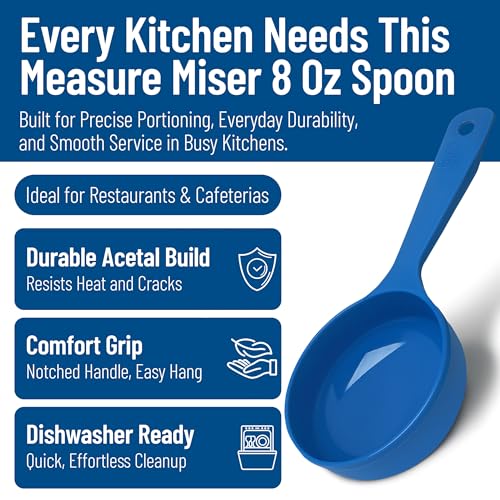 Image of CFS 493114 Solid Short Handle Portion Control Spoon, 8 oz, Blue