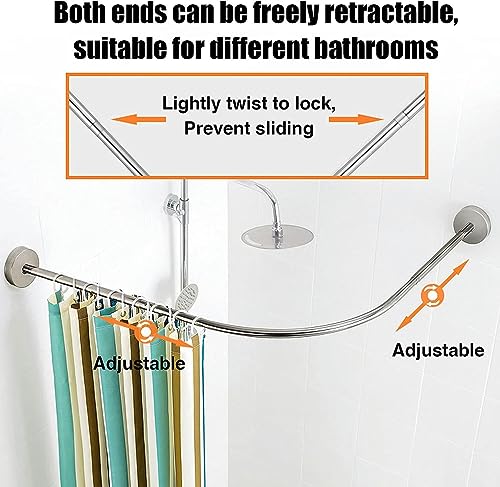 Generico Asta Curva per Tenda da Doccia, Binario Curvo per Tenda da Bagno, Senza Foratura, Binario per Tenda da Parete antiruggine per Bagno e Vasca, Perfetto per la casa e Negozi di Abbigliamento, (