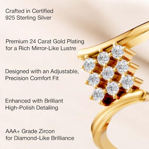 Image of Miss Highness 925 Sterling Silver Ring for Women | CZ Cluster Adjustable Ring | Certified Pure Silver Jewellery | Daily Wear Finger Ring | Gift for Wife, Girlfriend, Anniversary & Girls Birthday