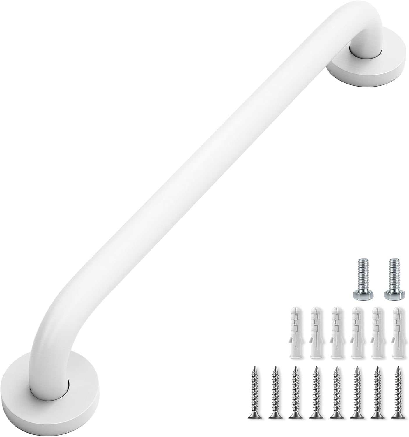 Amazon.com: Honblviu White Shower Grab Bar 16 Inch - 1” Diameter ...