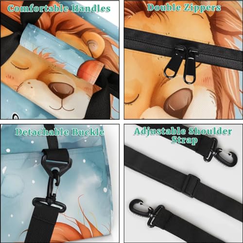 Custom Kids Sport Duffel Bags Gym Bag for Girls and Boys Weekender Tote Sports Bags for Traveling Cute Lion Duffel Bag4