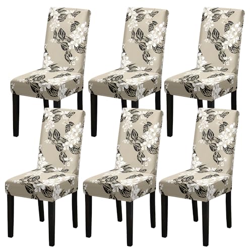HZDHCLH Chair Covers Set of 4/6 Stretch Modern Chair Slipcovers for Dining Room Kitchen Wedding Party Washable Chair Protector(black leaves,6pcs)