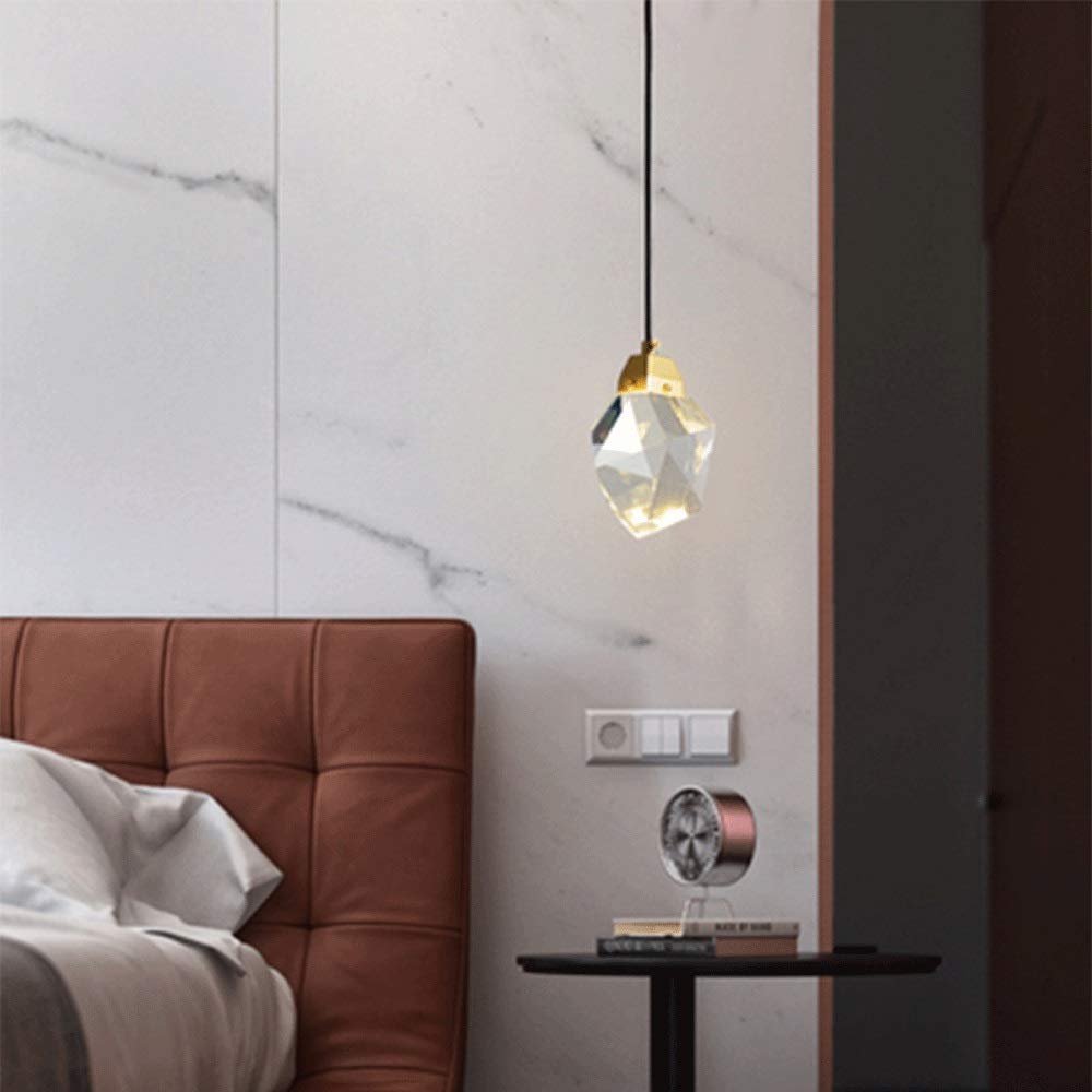 Oprawy, oświetlenie sufitowe Lampa wisząca z pojedynczą głowicą Prosta kryształowa lampa wisząca Źródło światła LED Salon Sypialnia Restauracja Bar - Oprawa oświetlenia wewnętrznego [Klasa