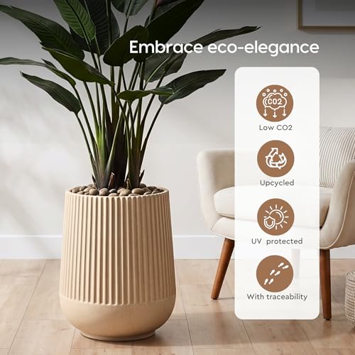 Image of Eha Earth Friendly Opera Big Planters for Home Decor | 22 inch, Pack of 1 | Heavy Duty Plant Pot Made with Rice Husk Biocomposite | UV Protected Pot for Plant | Pots & Planters Big Size