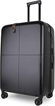JLY Large Suitcase Expandable Hard Shell Luggage, Lightweight Check-in Spinner Case with TSA Lock, Covestro Polycarbonate, Silent Wheels, Waterproof Pockets   Black