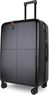 Large Suitcase Expandable Hard Shell Luggage, Lightweight Check-in Spinner Case with TSA Lock, Covestro Polycarbonate, Silent Wheels, Waterproof Pockets – Black