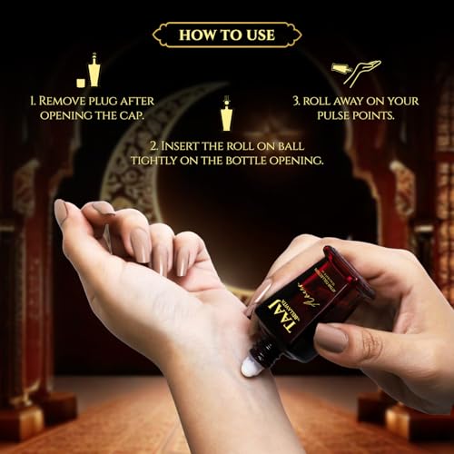 Image of BELLAVITA Taaj Attar | Long Lasting Unisex Gift Set for Man and Woman 4x12ml | Caramel, Lemon, Cinnamon, and Musk | Non-Alcoholic Roll On | Oud, Floral, Musk | Attar for Men and Women