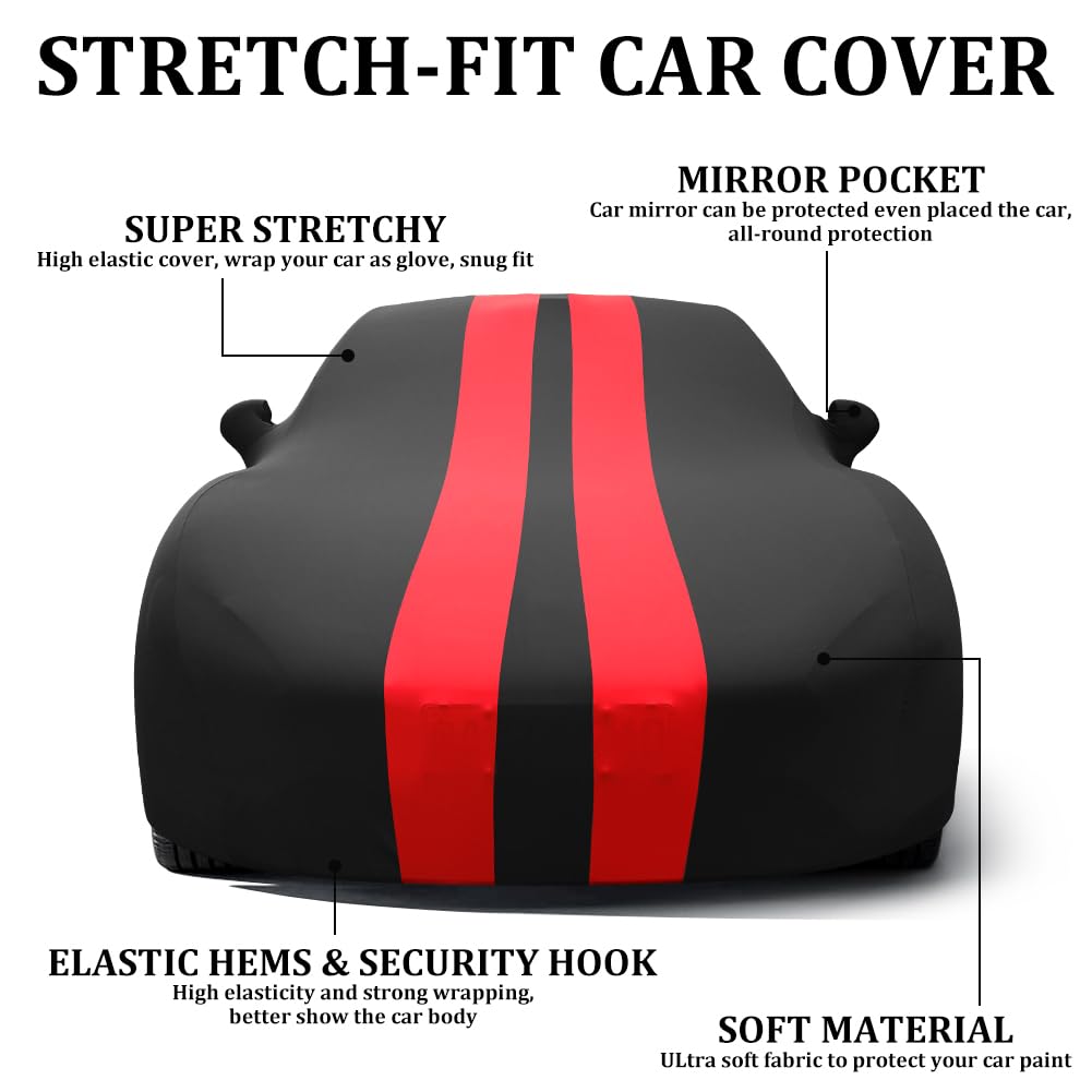 WinPower Indoor Sports Car Cover Stretch Dustproof Protection Fit 164-181 Inch Full Car Cover for Underground Garage Car — view 2