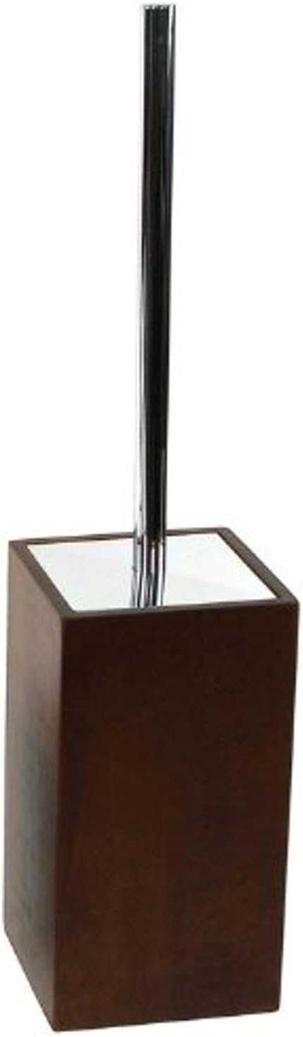 Gedy Papiro Square Toilet Brush Holder Made of Wood, Brown