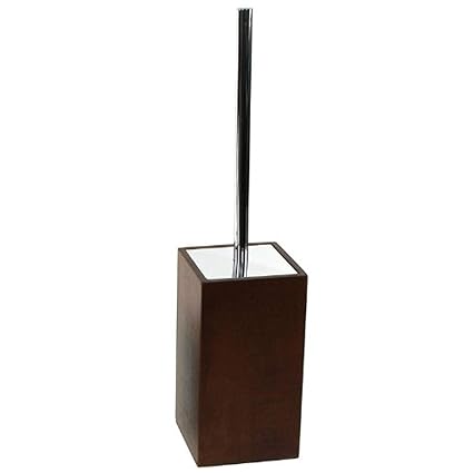 Gedy Papiro Square Toilet Brush Holder Made of Wood, Brown