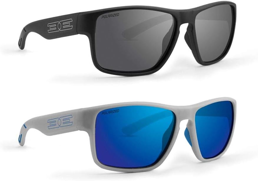 Epoch Eyewear Charlie Sport Fishing Sunglasses 2 Pair Black w/Polarized Smoke Lens Grey w/Polarized Blue Lens