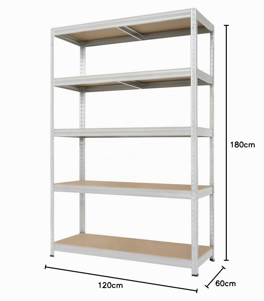 Steinbock Schwerlastregal Typ M+ | HxBxT 180 x 120 x 60 cm | verzinkt | 750 kg Tragkraft | Steckregal mit 5 Böden á 150 kg Fachlast | Fachbodenregal | Metallregal | Made in EU
