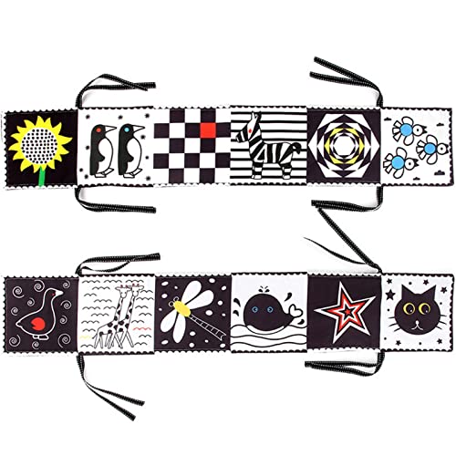 Livro de bebê macio, brinquedo de livro de bebê de alto contraste preto e branco, livro de pano maci
