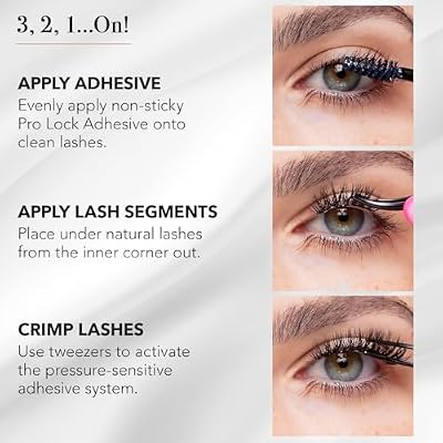 Pro Lash ProWear Starter Lash Clusters Kit - Easiest to Apply Lashes - 10-Day Cluster Eyelash Extensions - 3 Sets of False Eyelashes Plus Adhesive, Remover, Tweezers - Volume Luxe XL No. 12 - Black