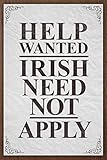 Help Wanted Irish Need Not Apply Vintage Sign Poster 12x18