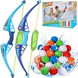 AOSPHYS 25Pcs Reusable Water Balloons with 2pcs Bow and Arrow for Kids, Pool Beach Water Fight Equipment for Boys and Girls, Outdoor Summer Toys for Kids Ages 3-12