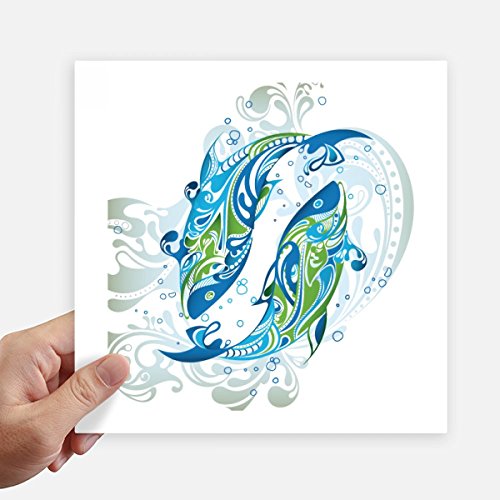 Stickers de olas de pescado impermeables pack de 4 calcomanías cuadradas de mar 20cm 2