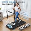 WELLFIT Foldable Treadmill with Incline, 320LB Capacity Walking Pad for Home Office Small, Smart Folding Walking Pad Treadmill with Handlebar, 0.6-6.2MPH Portable Under Desk Treadmills with App