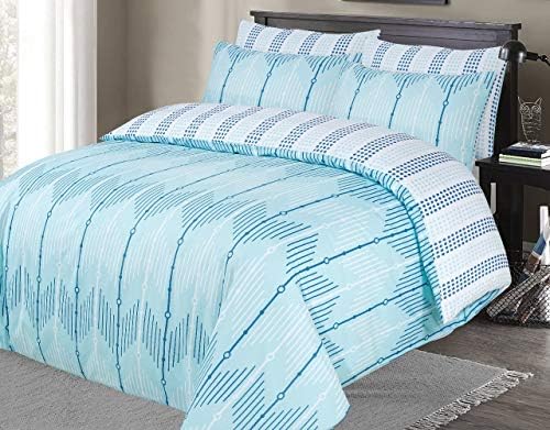 Linen Zone - Easy Care Super-Soft Polycotton Smooth Comfortable & Durable Super King Size Printed Reversible Duvet Cover Sets with Pillowcases (Ziggy Mustard, Super King)