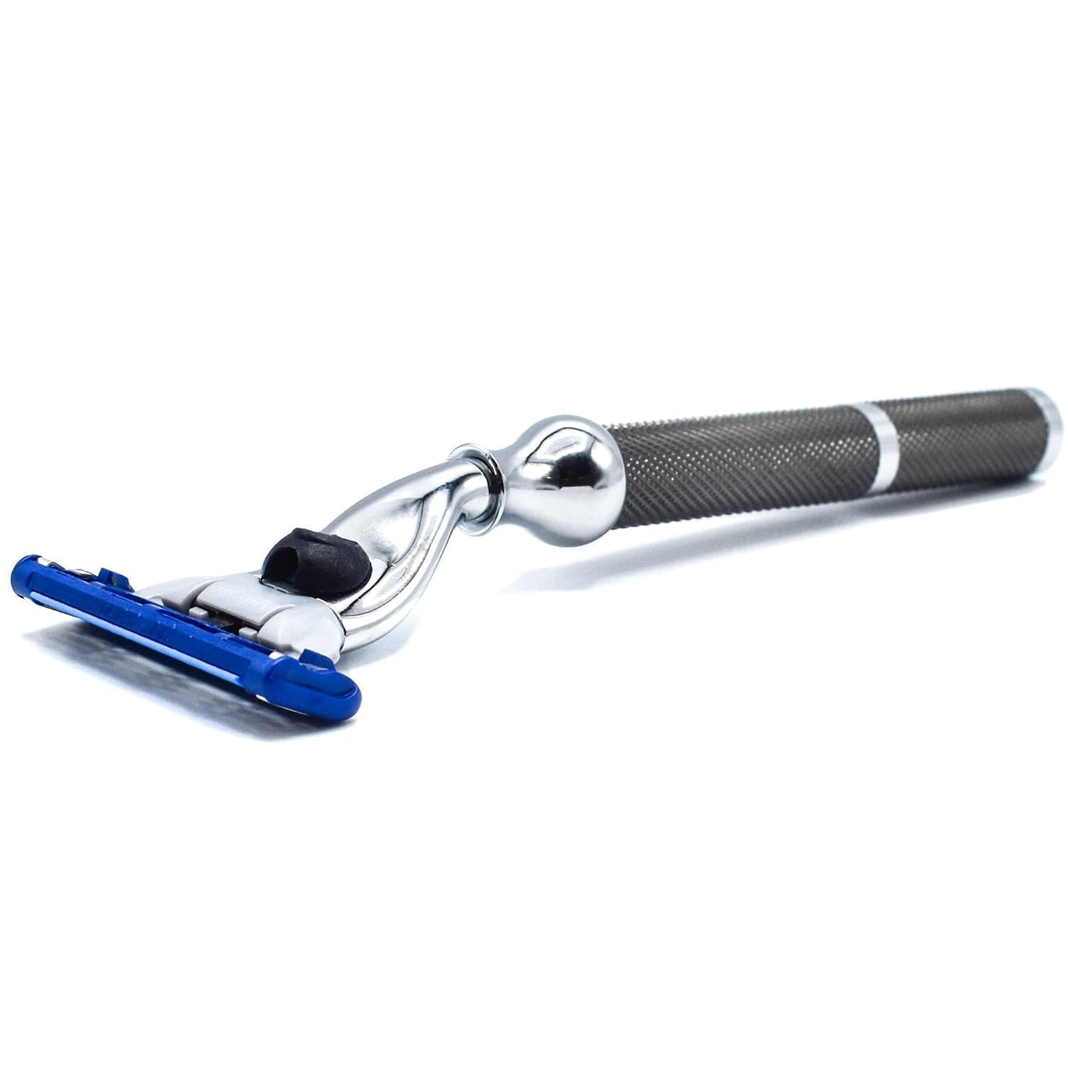Parker Safety Razor Rasoio in Metallo a Tripla Lama - Compatibile Con Gillette Mach 3, Rasoio a Cartuccia Multilama, Telaio in Ottone Massiccio Con Cromatura - Nero