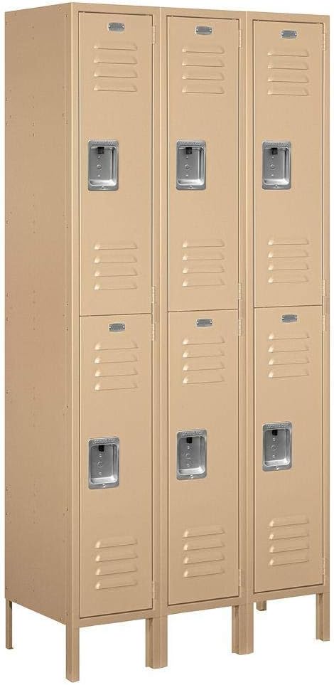 Salsbury Industries 62365TN-U Double Tier 36-Inch Wide 6-Feet High 15-Inch Deep Tan Unassembled Standard Metal Locker, Brown