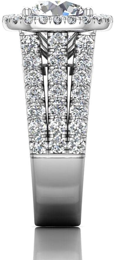 Blocaci Classic Round Engagement Rings for Women White Gold, 1 Carat Center Moissanite Women's Engagement Rings 10K 14K 18K Solid Gold Wedding Anniversary with Text Engraving