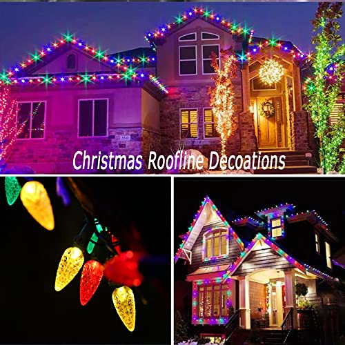 Strawberry Solar Christmas String Lights Outdoor Decor,50Led Christmas Decorations Multicolor C6 Strawberry Solar Garden Lights, Waterproof Christmas Solar Decorative Lights For Xmas Tree,Roofline #TOP2
