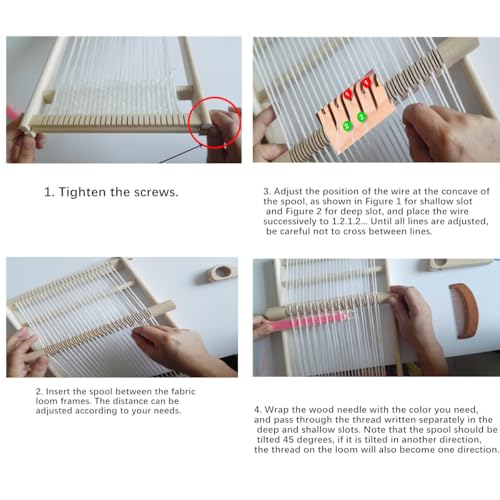 Wooden Craft Weaving Loom Kit, DIY Hand-Knitting Weaving Machine Tapestry Looms with Stick Bar, Large Weaving Frame to Handcraft Art for Beginners Experts, 10 by 15.7 Inch - Thumbnail 3