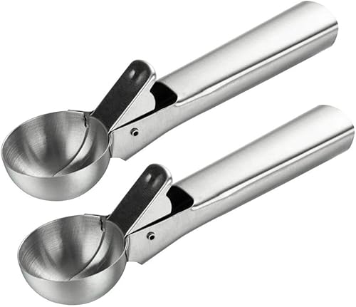 2 juegos de helado cuchara a prueba de herrumbre helado galleta cucharada melón fruta bolita bola de hielo herramienta cocina acero inoxidable