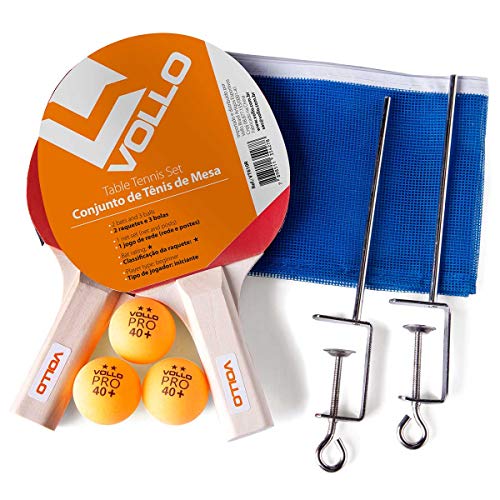 Kit Tênis de Mesa 2 Raq. 3 Bolas e Suporte Vollo Sports