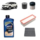 Kit tagliando 4 filtri + 5L olio 5W-30 Tech FE compatibile con Renault captur i 1.5 DCI 90 Gasolio 2013+