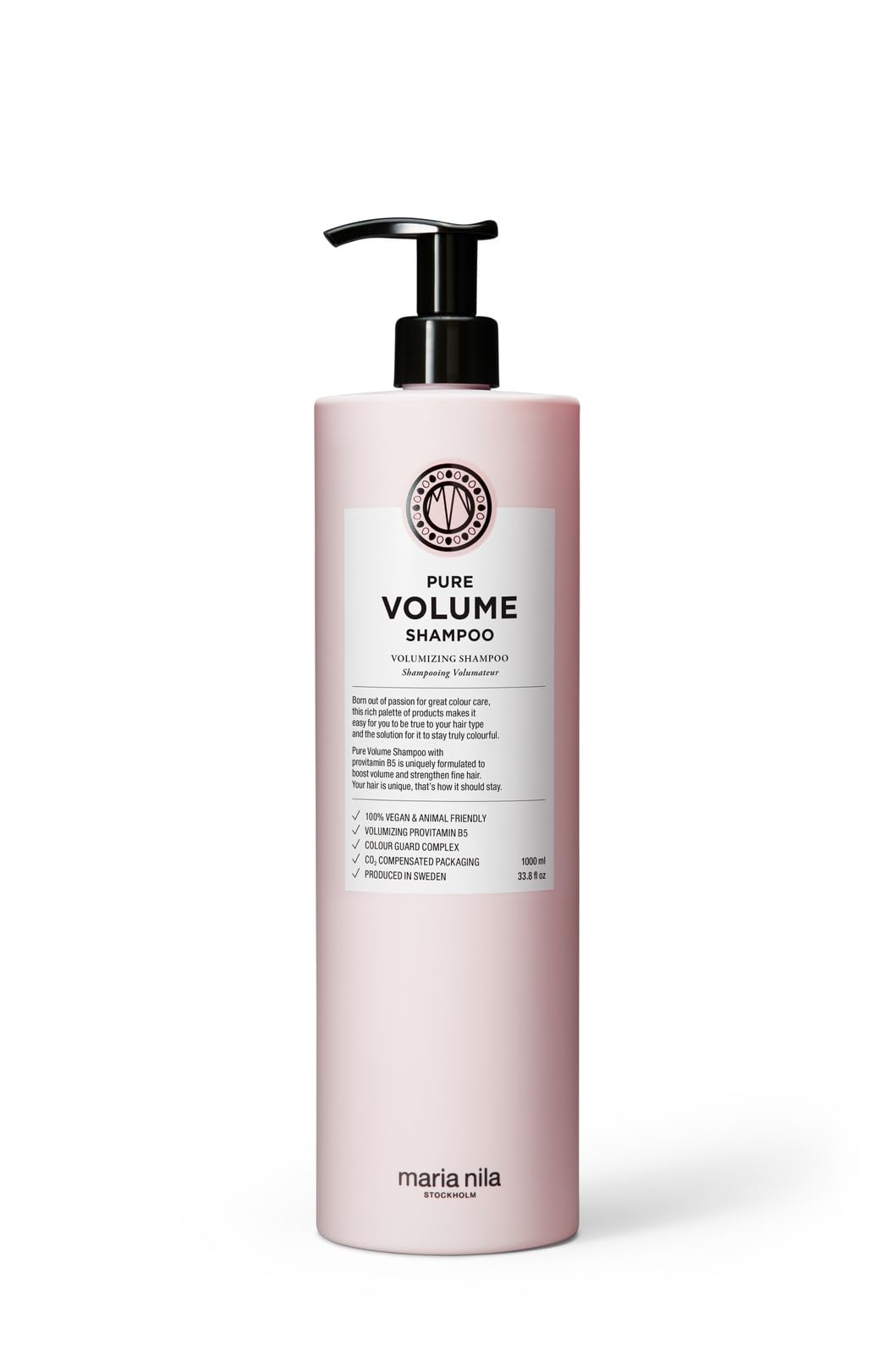 Pure Volume, Shampoo 1000 ml, Vitamin B5 Gives Volume to Thin & Fine Hair, 100% Vegan & Sulfate/Paraben free