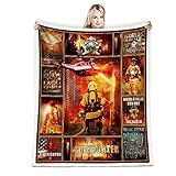Juirnost Firefighter Gifts for Men Firefighter Blanket Firemen Throw Blanket Firefighters' Day Birthday Gift Idea Fireman Practitioner Throw Blankets Fleece Soft Cozy Luxury Gifts for Firefighters
