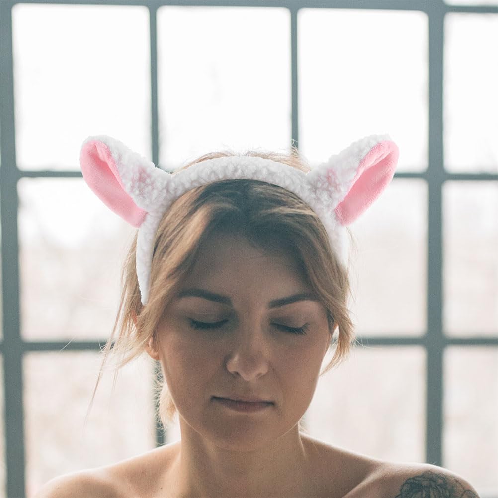 LOGOFUN 5pcs Cute Sheep Ears Headband White and Pink for Halloween Cosplay Fancy Dress Party Accessory Photo Props - Image 4