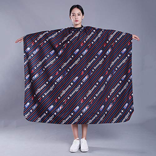 RMI Vintage Stripe Hairdressing Cape Haircut Apron Salon Hair Dyeing Salon Gown Waterproof Cloth Classical Barber Shop Pattern,Black