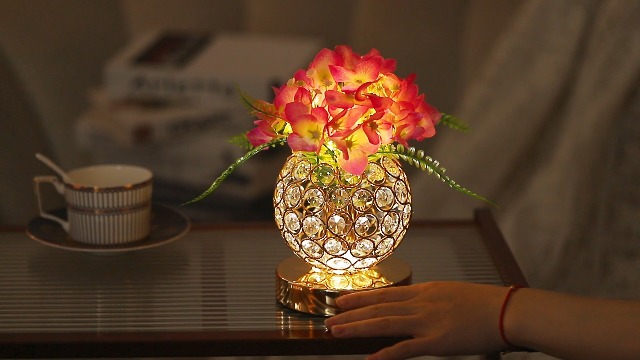 Image of Purple Artificial Hydrangea Flower Lamp, 3 Color Dimmable Touch Control Night Light, Christmas Birthday Gifts for Women, Artificial Hydrangea Flower Table Lamp Decor Bedroom Bar Coffee Shop Wedding