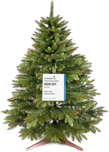 Premium Weihnachtsbaum künstlich 120cm - TESTSIEGER 10 Jahre GARANTIE - Naturgetreu, dichte Zweige, Künstlicher Weihnachtsbaum mit Holzständer, Christmas Tree Tannenbaum künstlich