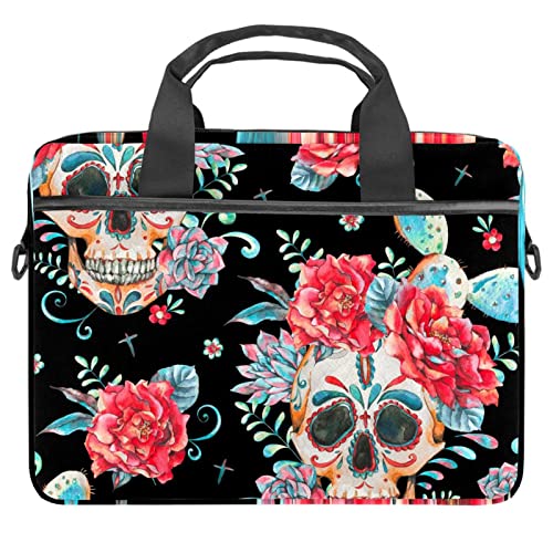 Sac ordinateur 13-14.5 pouces crâne fleur sacoche bandoulière