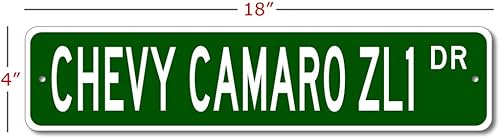 Miniatura 2 de Letrero de calle Chevy Camaro ZL1, letrero de coche GM, letrero de metal para garaje, decoración de pared novedosa, 4 x 18 pulgadas