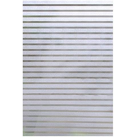 EASEHOME Stripe Frosted Window Film, Self Adhesive Glass Window Sticker Privacy Vinyl Window Blinds Decorative Opaque Static Cling Anti-UV 17.3"x78.7"(44x200cm), Stripe Pattern Cover